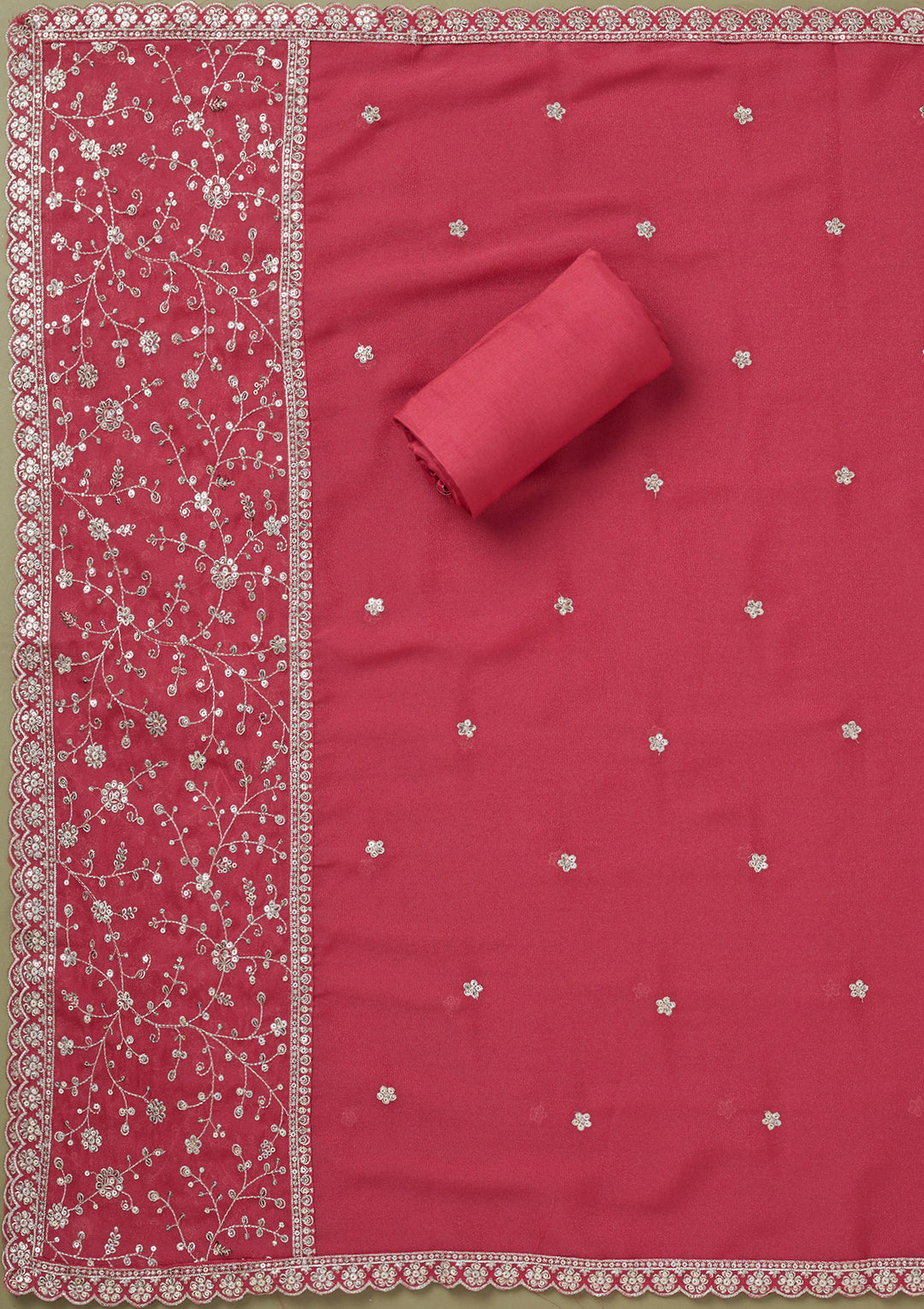 Onion Pink Zariwork Georgette Unstitched Salwar Suit