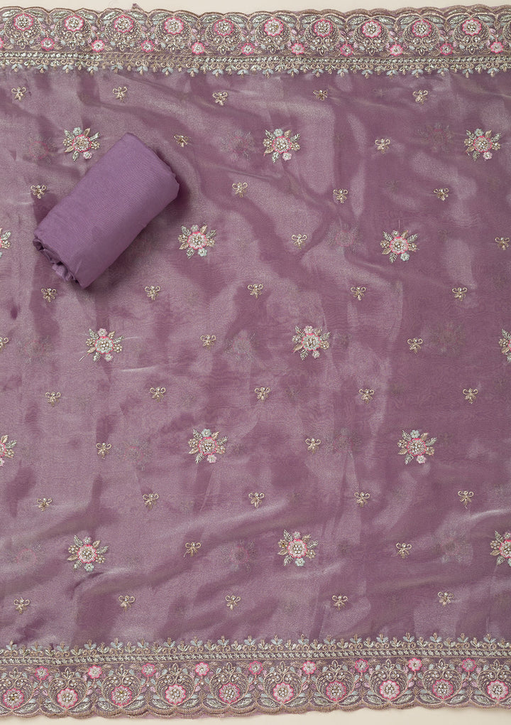 Purple Bling Semi Crepe Unstitched Salwar Suit
