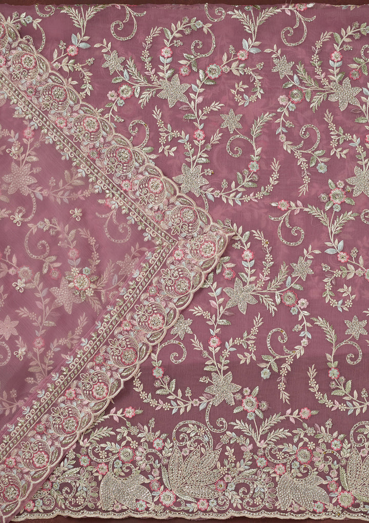 Lavender Stonework Semi Crepe Unstitched Salwar Suit-koskii