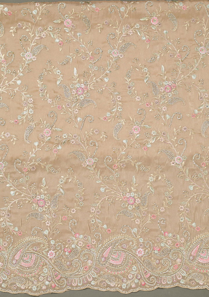 Beige Bling Semi Crepe Unstitched Salwar Suit