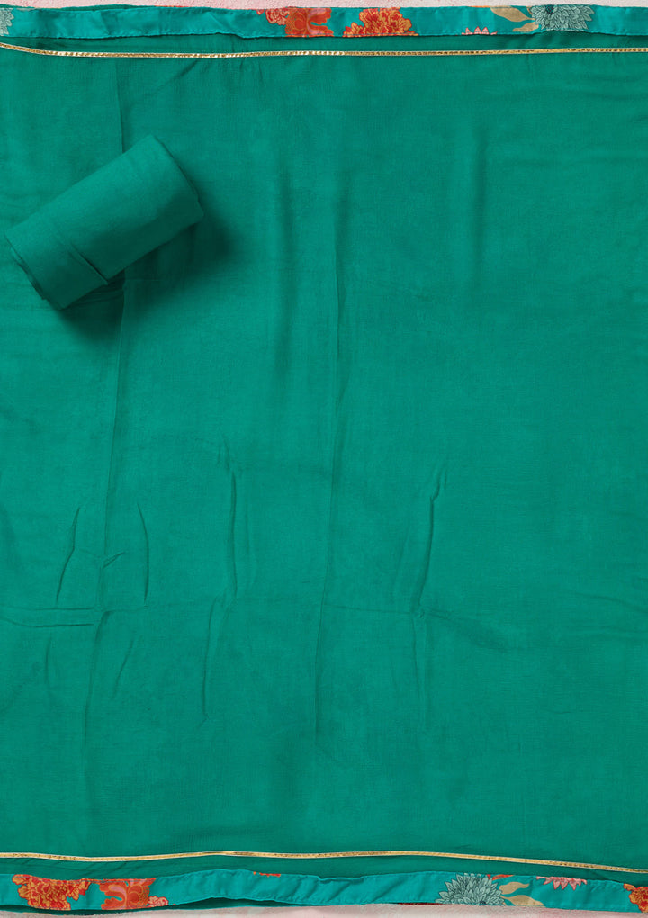 Rama Green Zariwork (Gold) Cotton Unstitched Salwar Suit