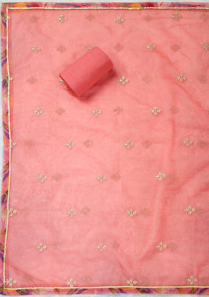 Multi Zariwork (Gold) Organza Unstitched Salwar Suit