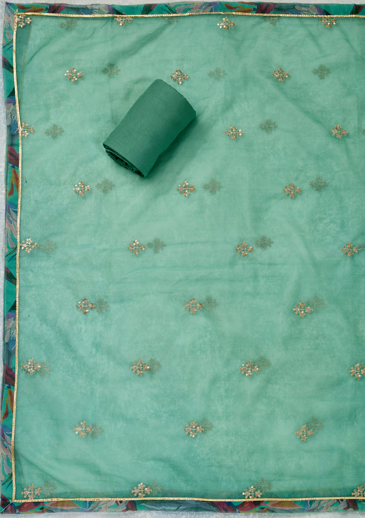 Multi Zariwork (Gold) Organza Unstitched Salwar Suit