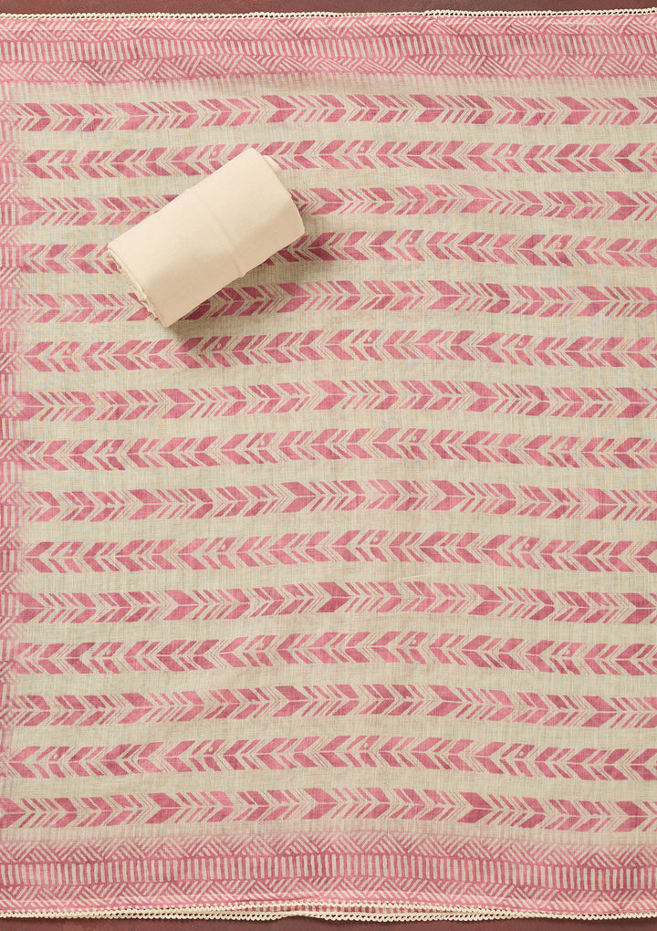 Onion Pink Zariwork Cotton Unstitched Salwar Suit