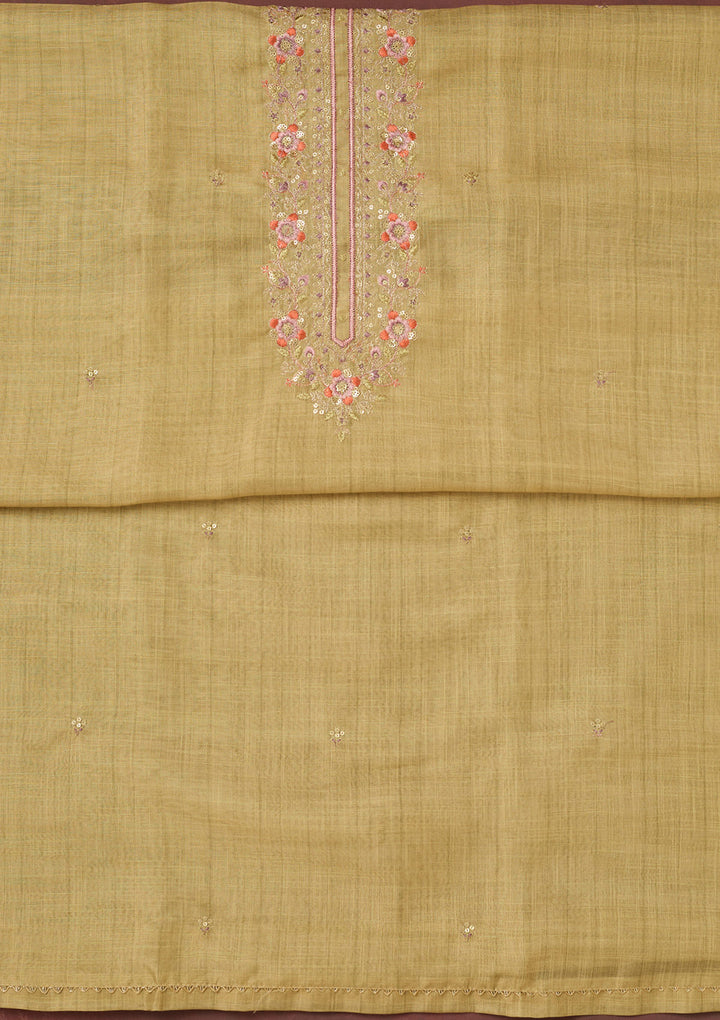 Gold Zariwork (Gold) Linen Unstitched Salwar Suit