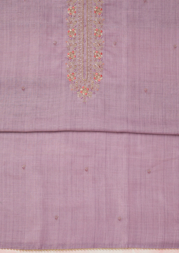 Lavender Zariwork (Gold) Linen Unstitched Salwar Suit