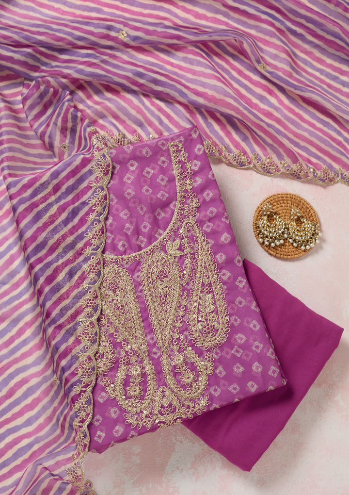 Violet Zariwork (Gold) Organza Unstitched Salwar Suit