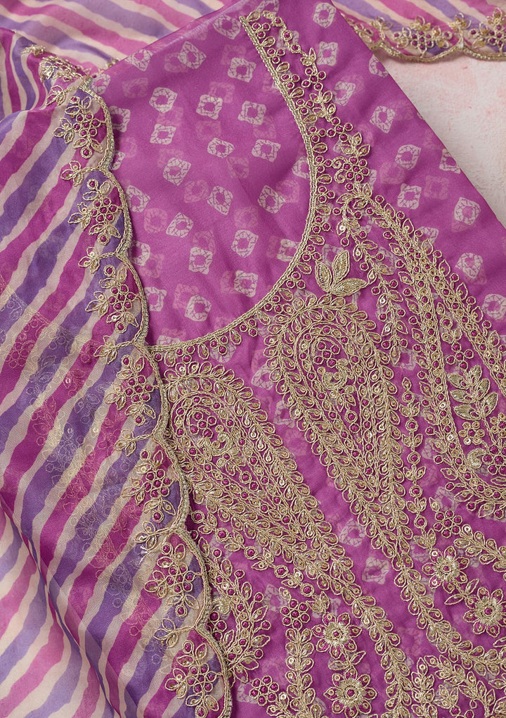 Violet Zariwork (Gold) Organza Unstitched Salwar Suit