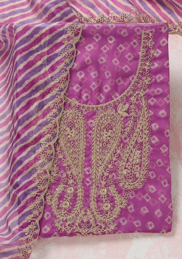 Violet Zariwork (Gold) Organza Unstitched Salwar Suit