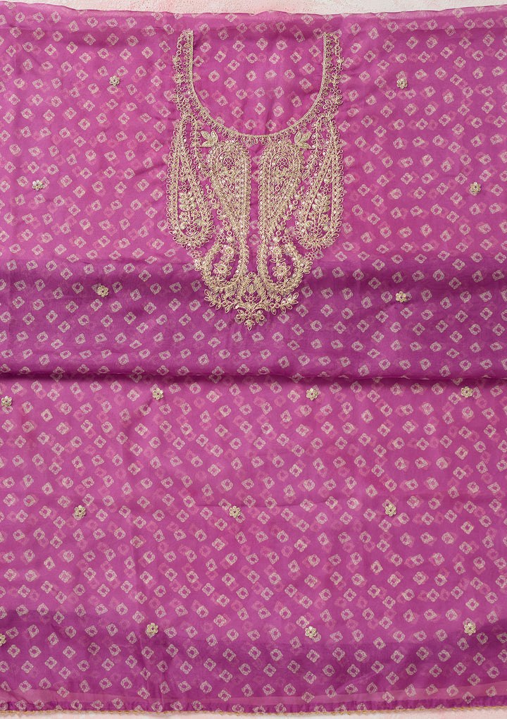Violet Zariwork (Gold) Organza Unstitched Salwar Suit