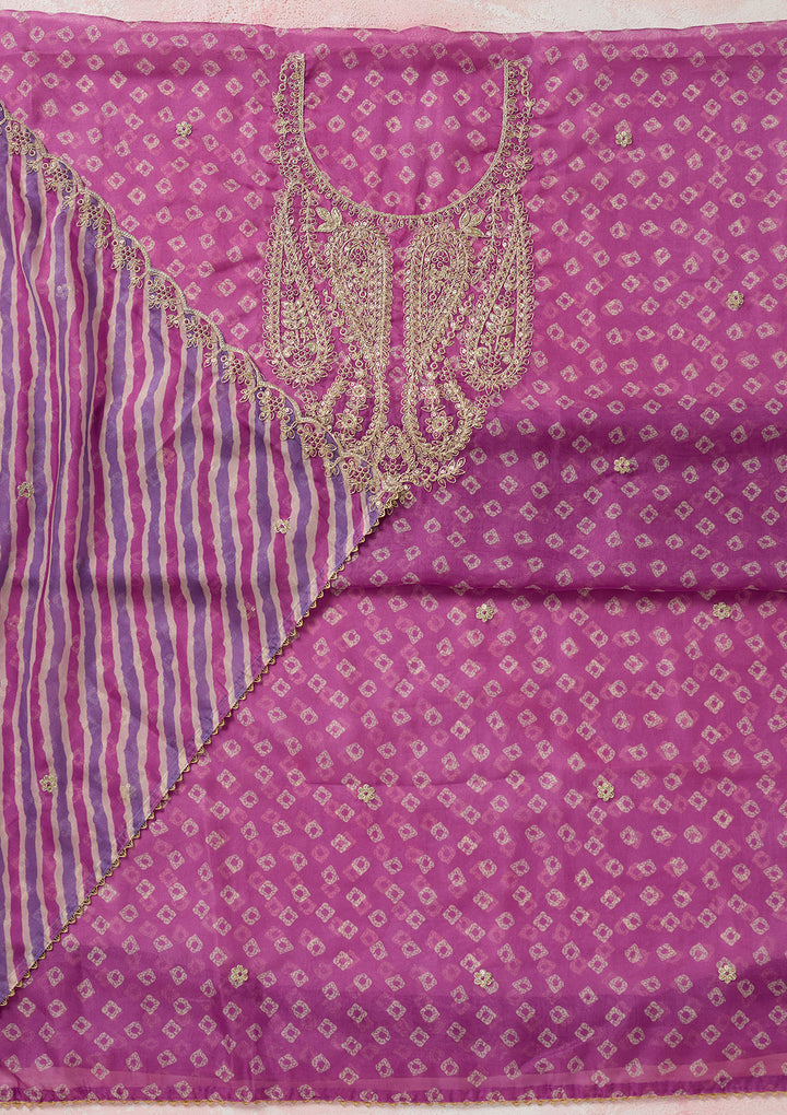 Violet Zariwork (Gold) Organza Unstitched Salwar Suit