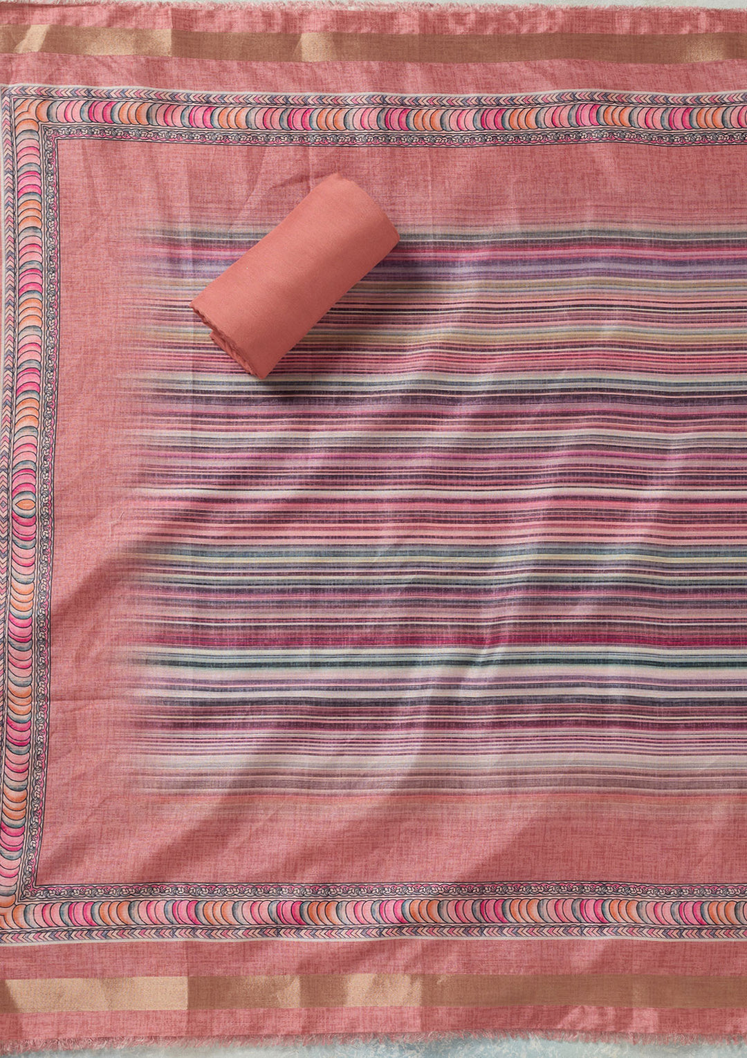 Onion Pink Threadwork Chanderi Unstitched Salwar Suit