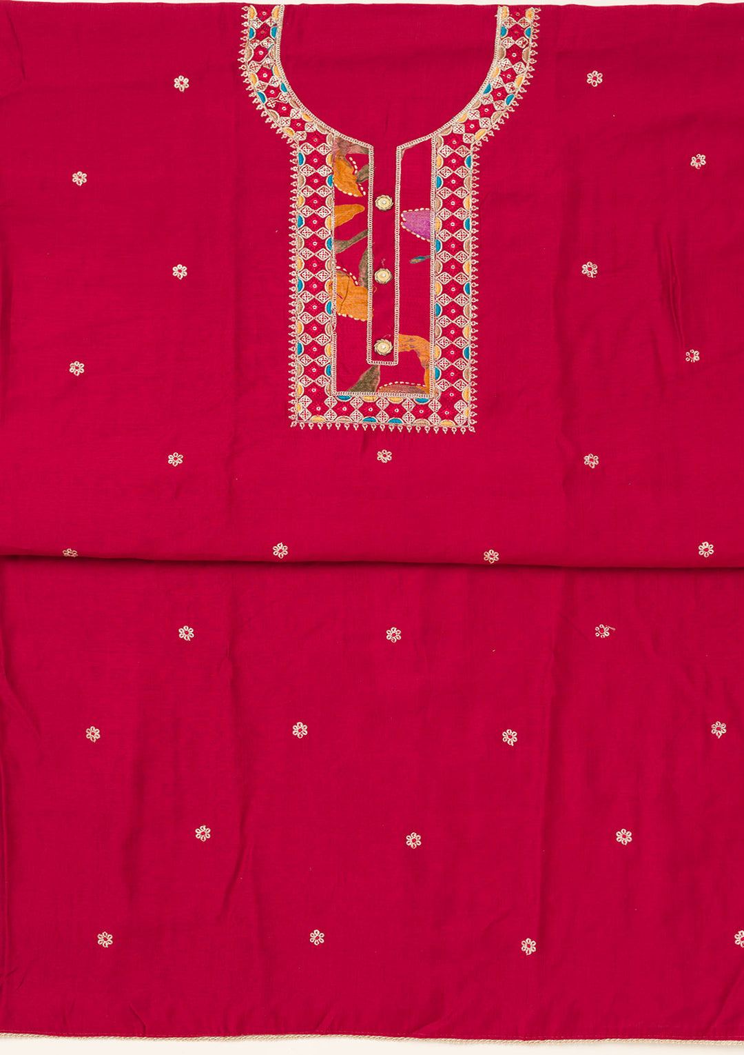 Maroon Zariwork Dola Silk Unstitched Salwar Suit