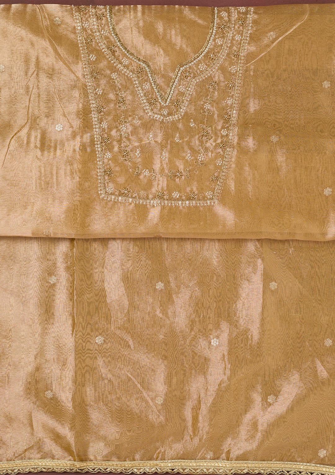 Gold Zardozi (Gold) Tissue Unstitched Salwar Suit