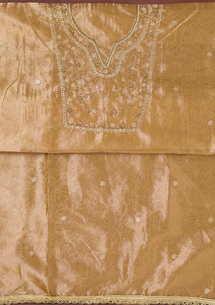 Gold Zardozi (Gold) Tissue Unstitched Salwar Suit
