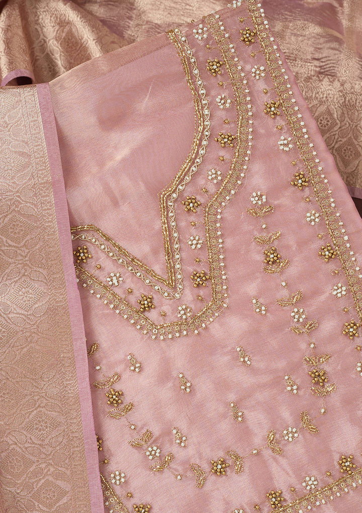 Lavender Zardozi (Gold) Tissue Unstitched Salwar Suit