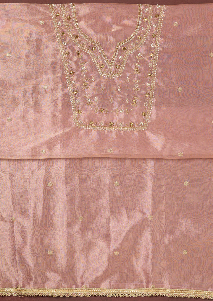 Lavender Zardozi (Gold) Tissue Unstitched Salwar Suit