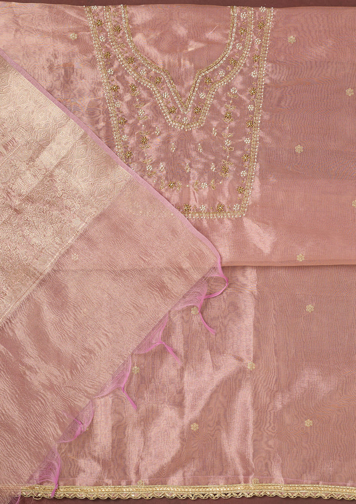 Lavender Zardozi (Gold) Tissue Unstitched Salwar Suit
