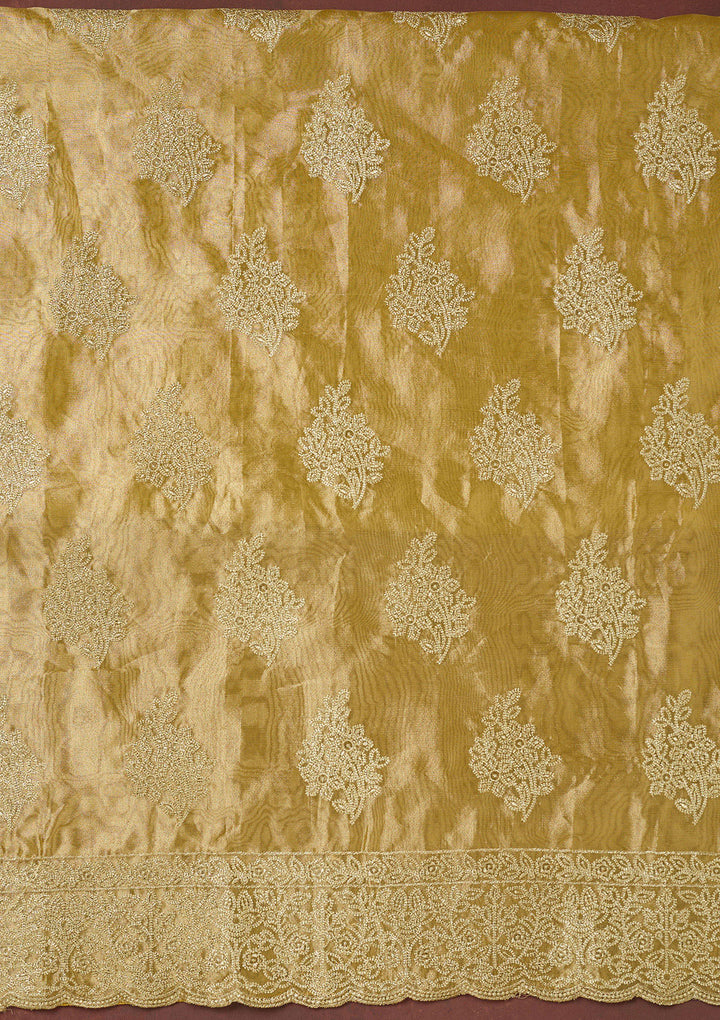 Gold Metallic Embroidery Tissue Unstitched Salwar Suit