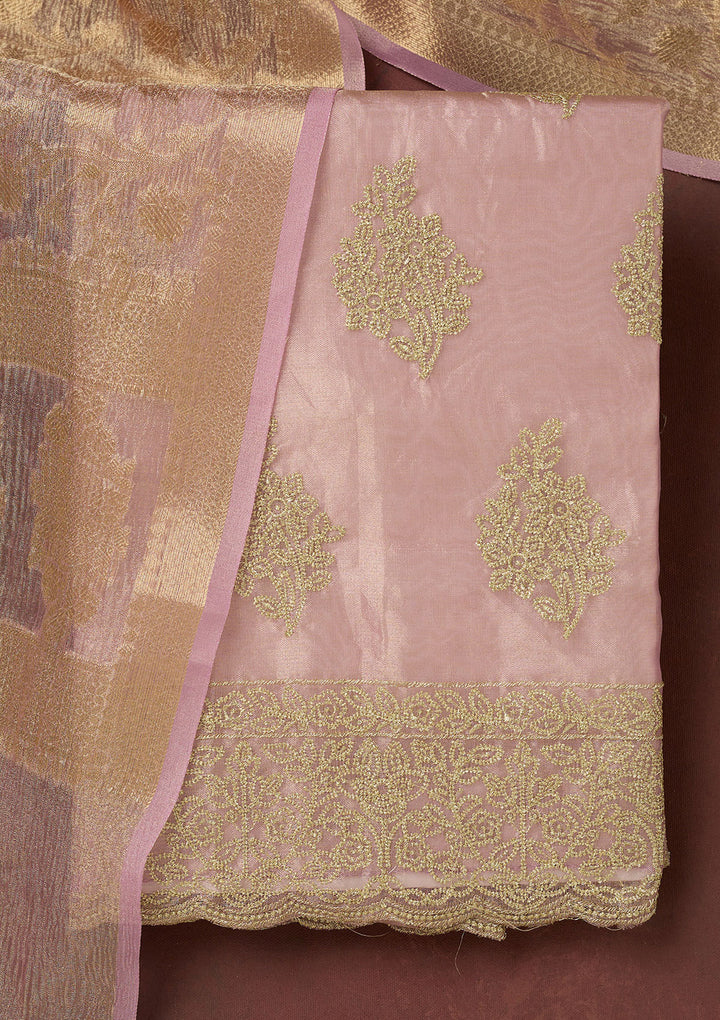 Lavender Metallic Embroidery Tissue Unstitched Salwar Suit