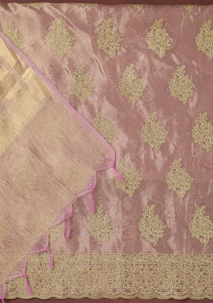 Lavender Metallic Embroidery Tissue Unstitched Salwar Suit