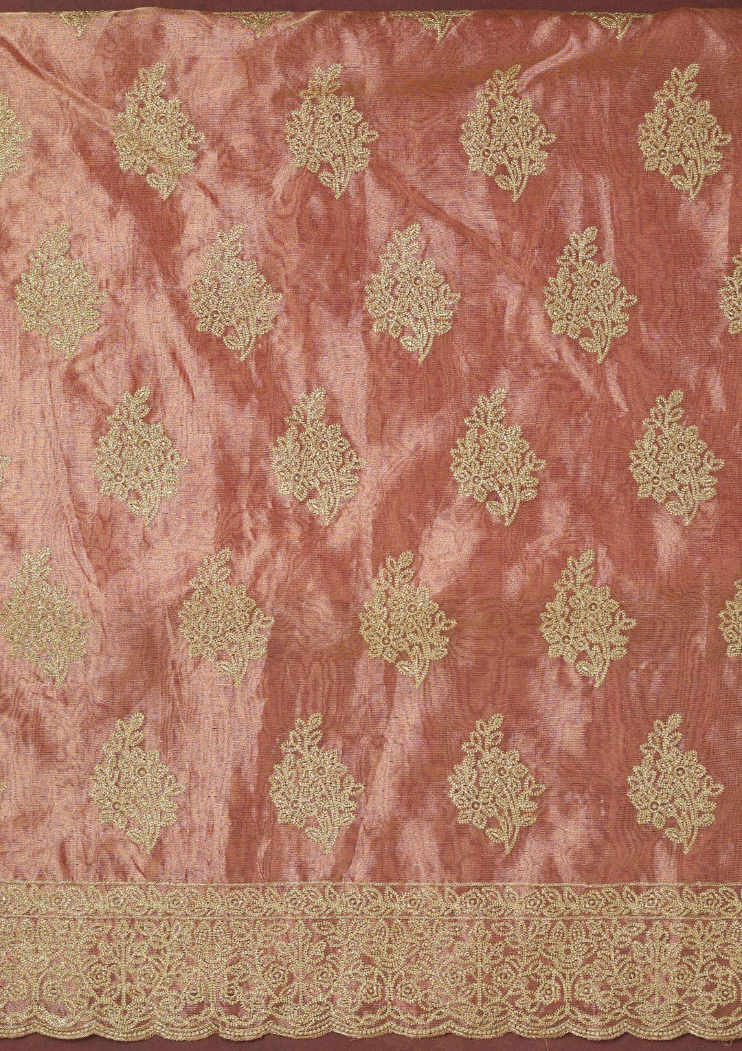Onion Pink Metallic Embroidery Tissue Unstitched Salwar Suit