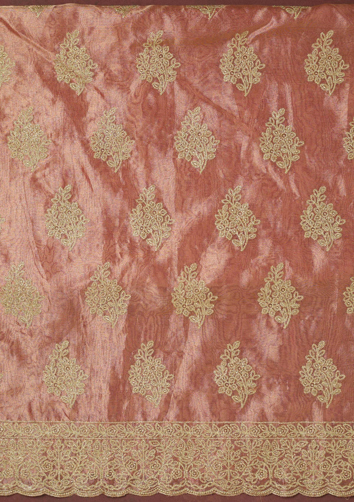 Onion Pink Metallic Embroidery Tissue Unstitched Salwar Suit