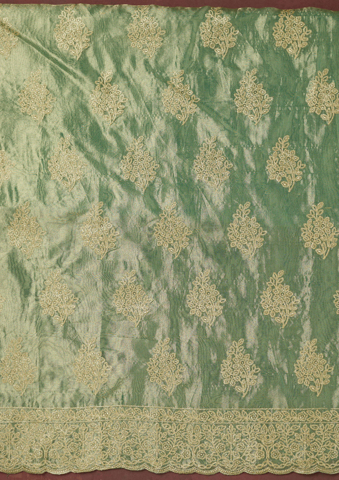 Sea Green Metallic Embroidery Tissue Unstitched Salwar Suit