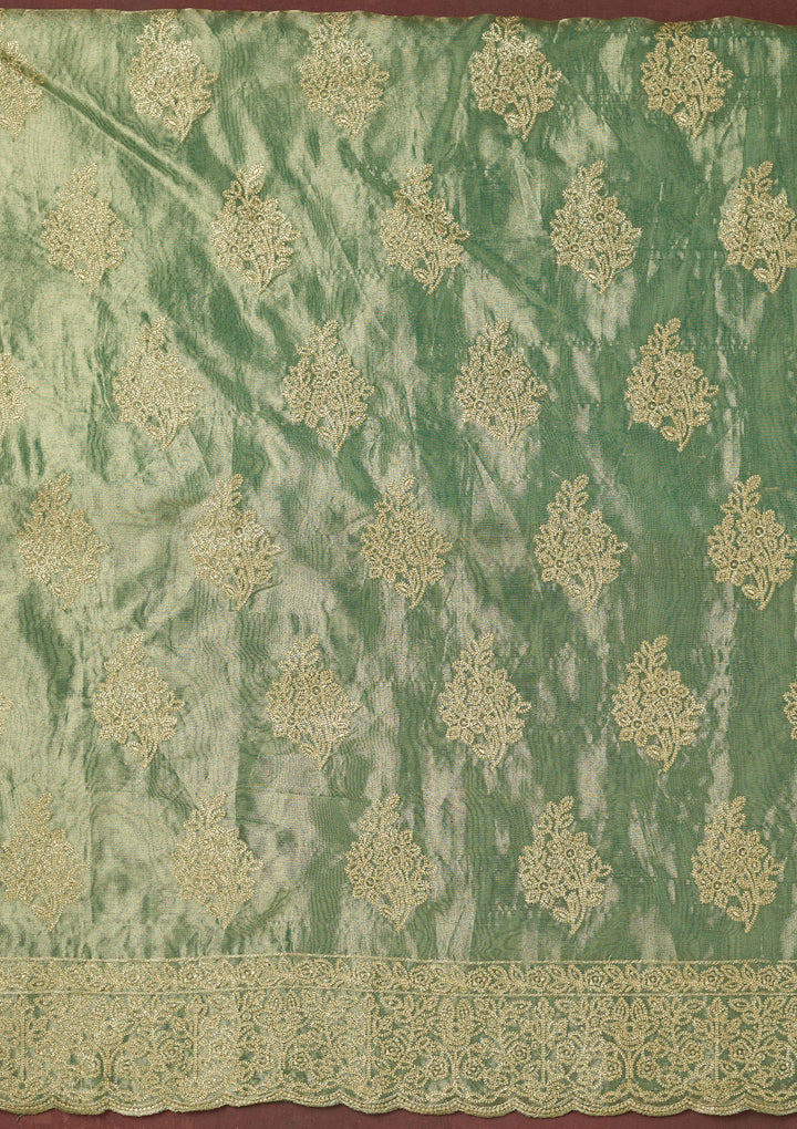 Sea Green Metallic Embroidery Tissue Unstitched Salwar Suit
