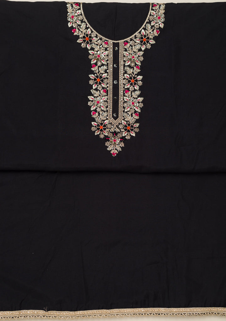 Black Subtle Dola Silk Unstitched Salwar Suit