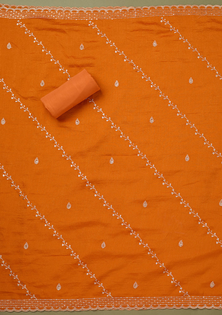 Pink Zariwork Soft Raw Silk Unstitched Salwar Suit
