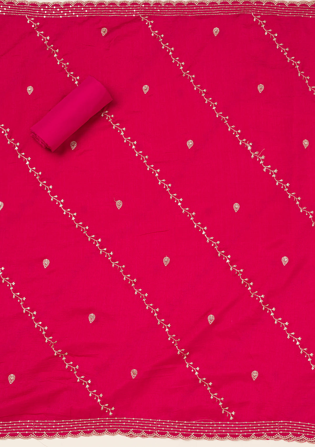 Wine Subtle Soft Raw Silk Unstitched Salwar Suit