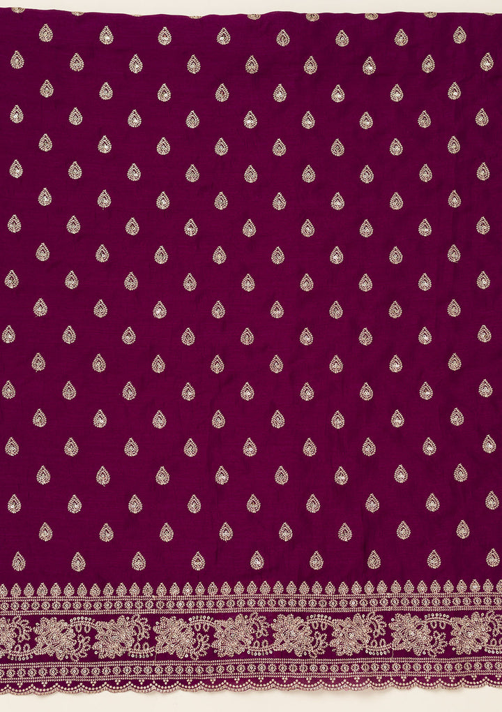 Wine Subtle Soft Raw Silk Unstitched Salwar Suit