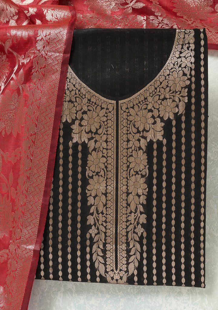 Black Zariwork (Gold) Banarasi Unstitched Salwar Suit