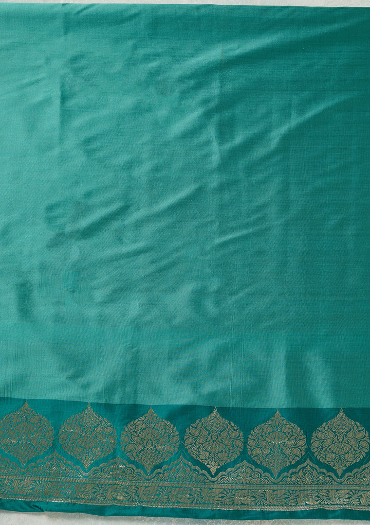 Sea Green Zariwork (Gold) Banarasi Unstitched Salwar Suit
