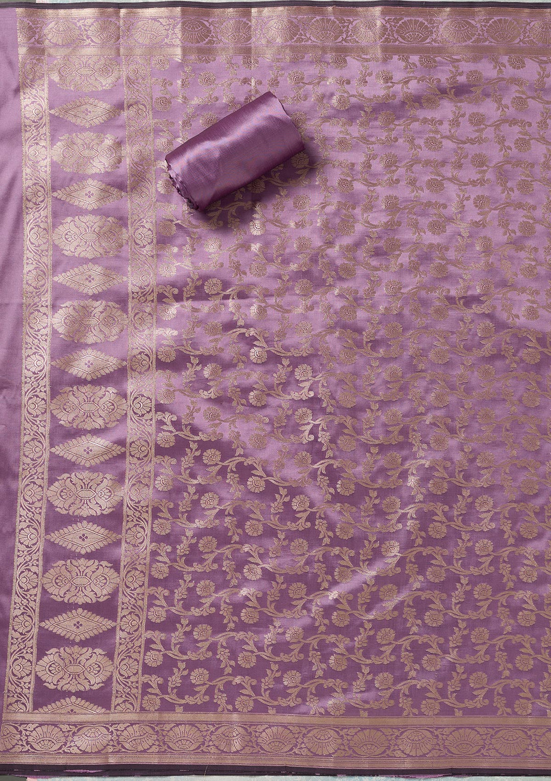 Royal Blue Zariwork (Gold) Banarasi Unstitched Salwar Suit