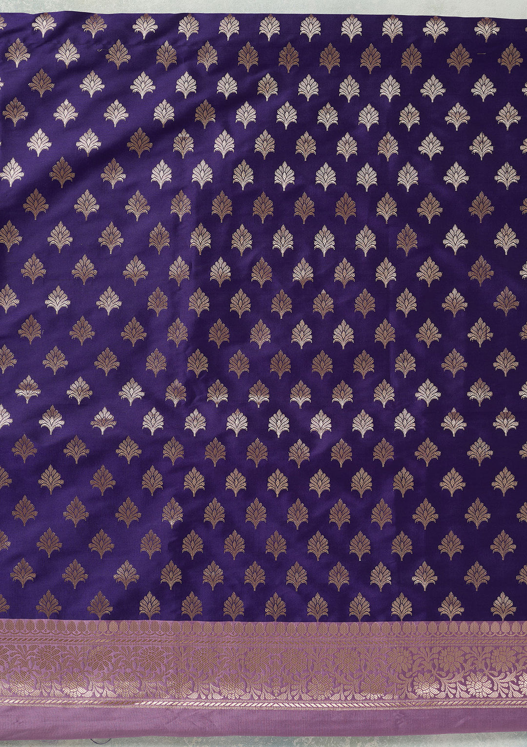 Royal Blue Zariwork (Gold) Banarasi Unstitched Salwar Suit