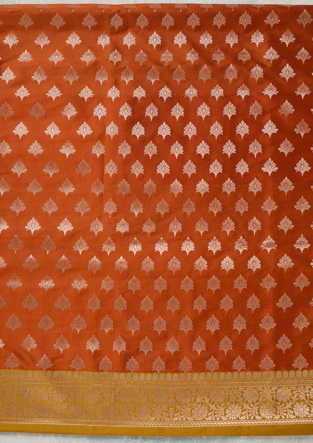 Rust Zariwork (Gold) Banarasi Unstitched Salwar Suit