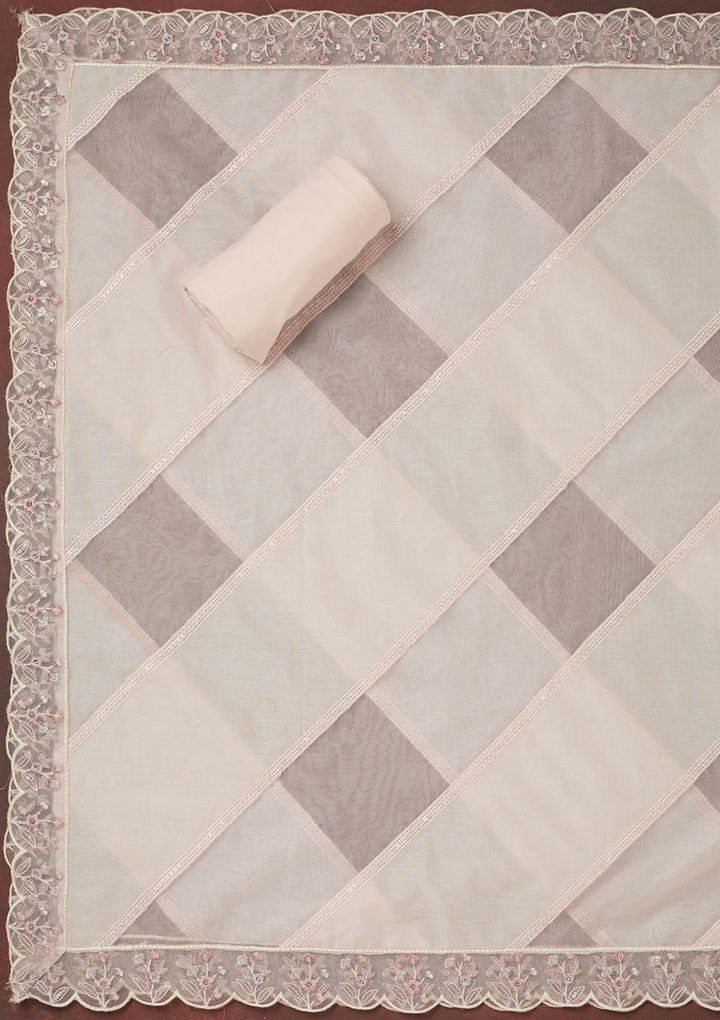 Baby Pink Threadwork Cotton Unstitched Salwar Suit