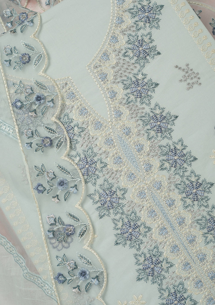 Sky Blue Threadwork Cotton Unstitched Salwar Suit