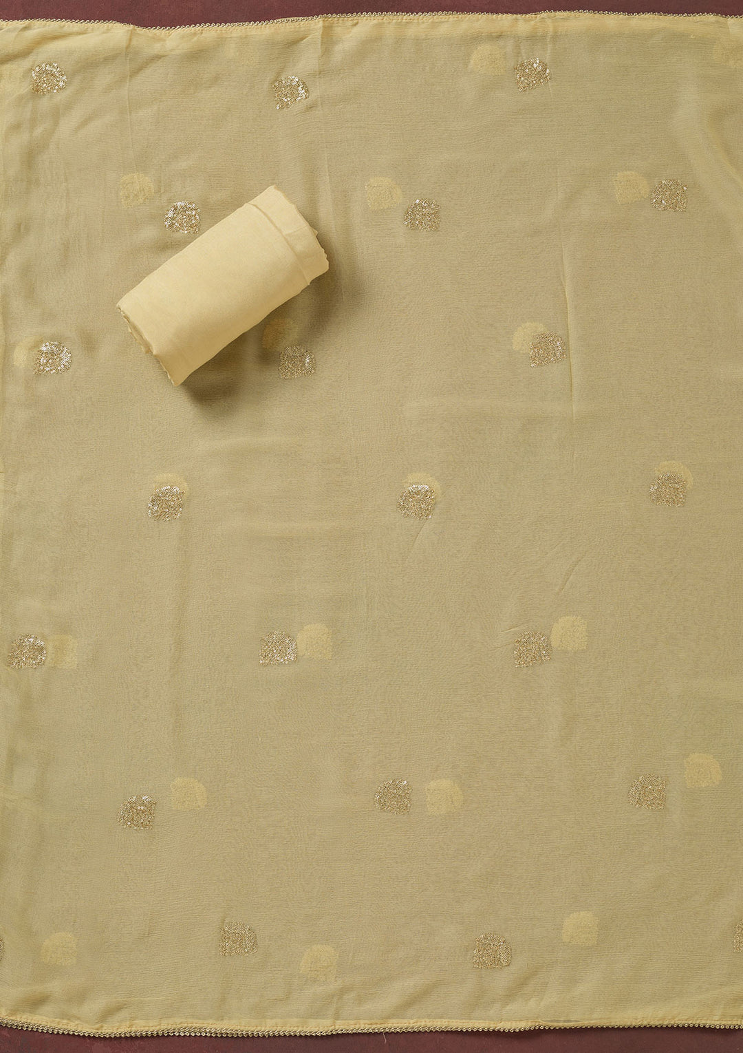 Cream Threadwork Dola Silk Unstitched Salwar Suit