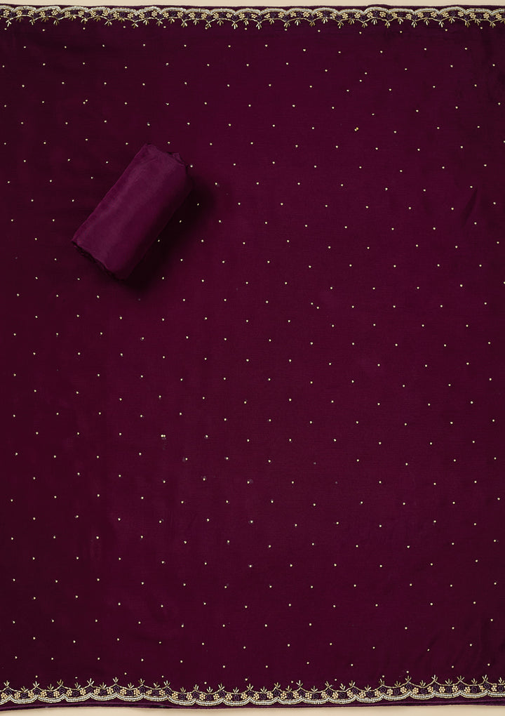 Purple Stonework Georgette Unstitched Salwar Suit