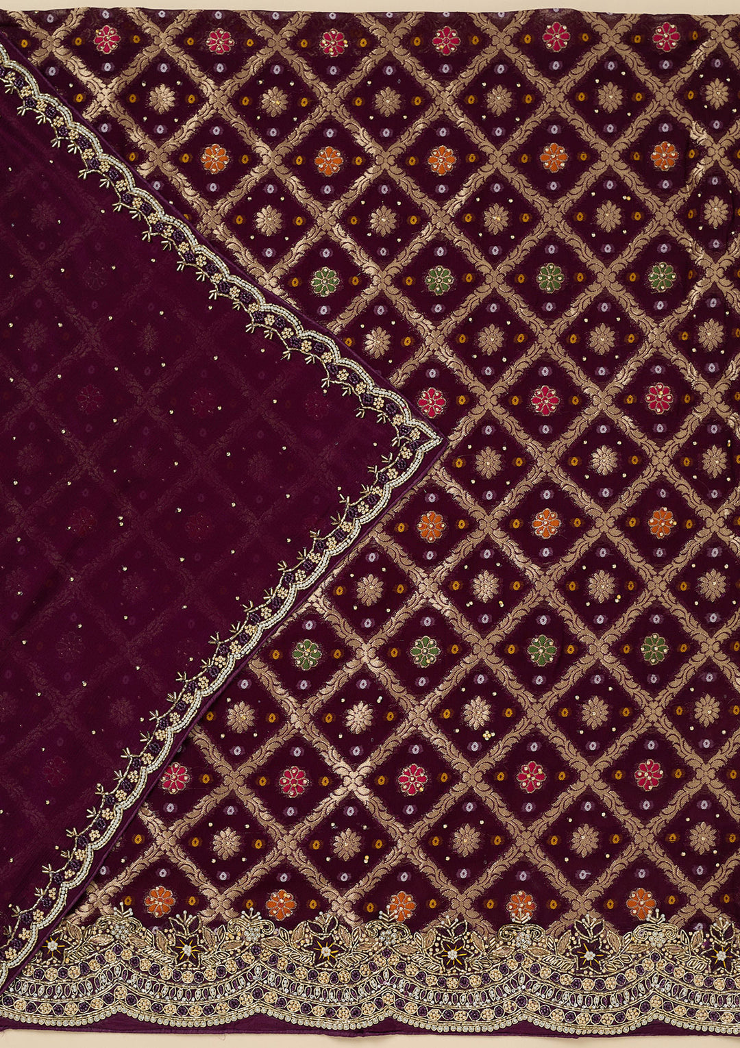 Purple Stonework Georgette Unstitched Salwar Suit