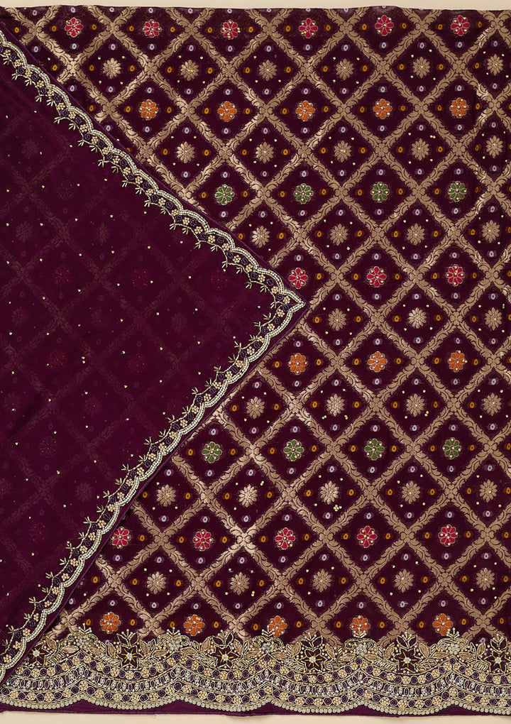 Purple Stonework Georgette Unstitched Salwar Suit