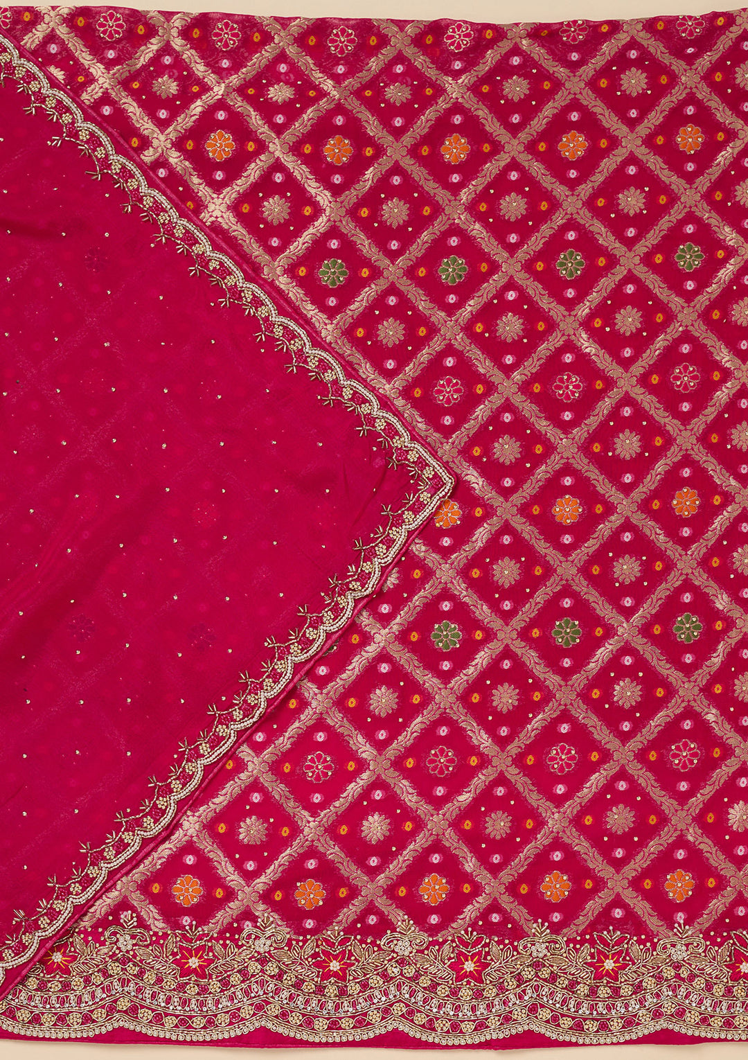 Rani Pink Stonework Georgette Unstitched Salwar Suit