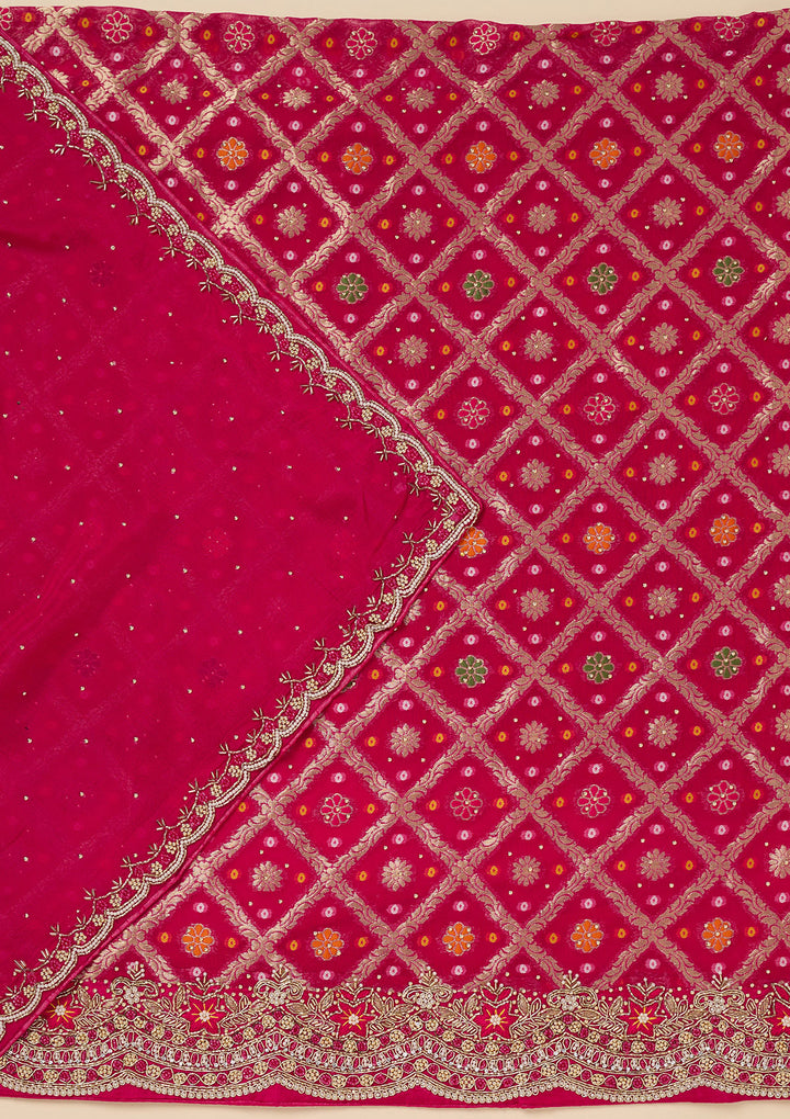 Rani Pink Stonework Georgette Unstitched Salwar Suit