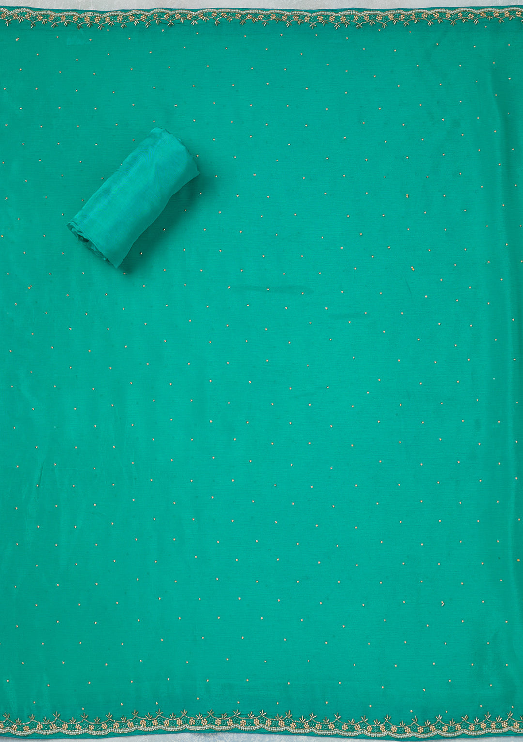 Sea Green Stonework Georgette Unstitched Salwar Suit