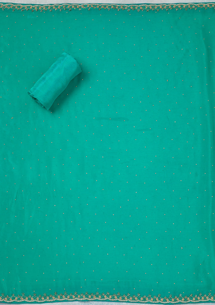Sea Green Stonework Georgette Unstitched Salwar Suit
