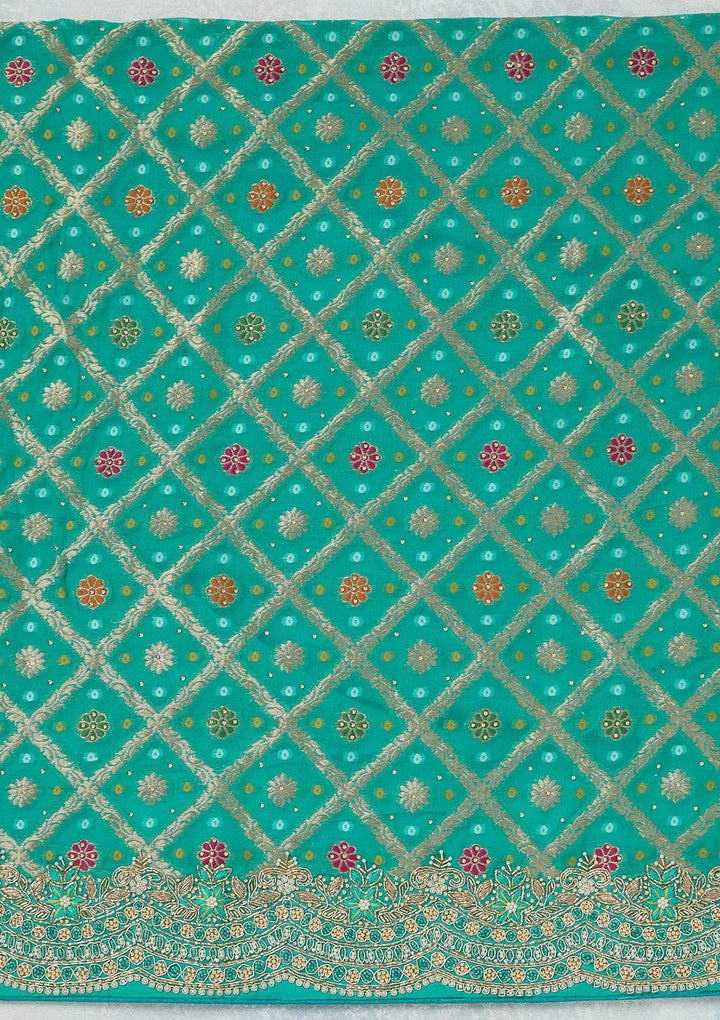 Sea Green Stonework Georgette Unstitched Salwar Suit