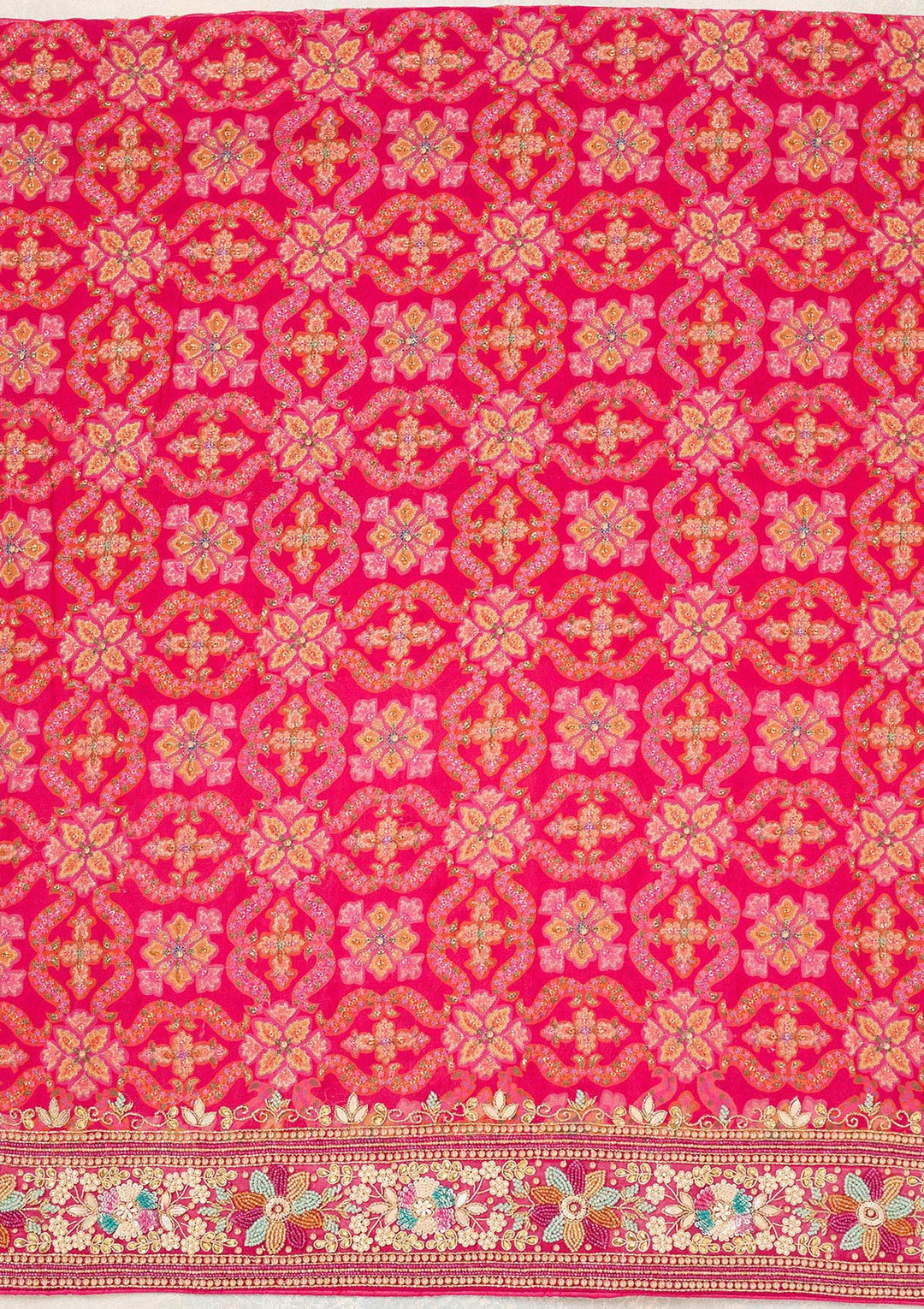 Rani Pink Stonework Georgette Unstitched Salwar Suit